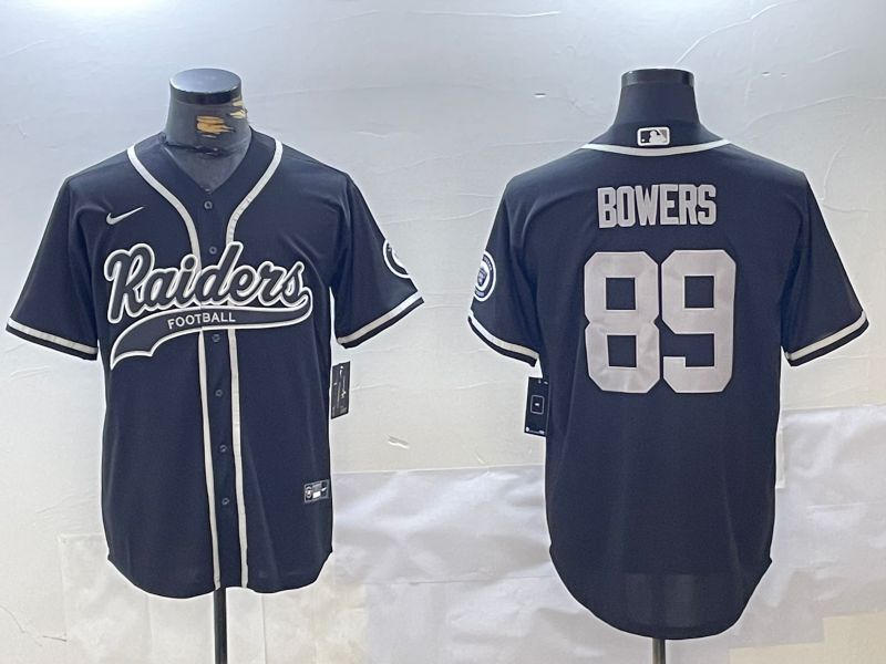 Men Oakland Raiders #89 Bowers Blue Joint Name 2024 Nike Limited NFL Jersey style 1